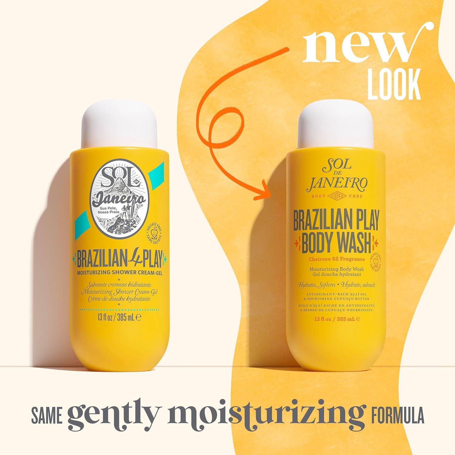 Brazilian Play Crème Douche Hydratante Gel Douche – 1 L Grande Taille Avec Pompe