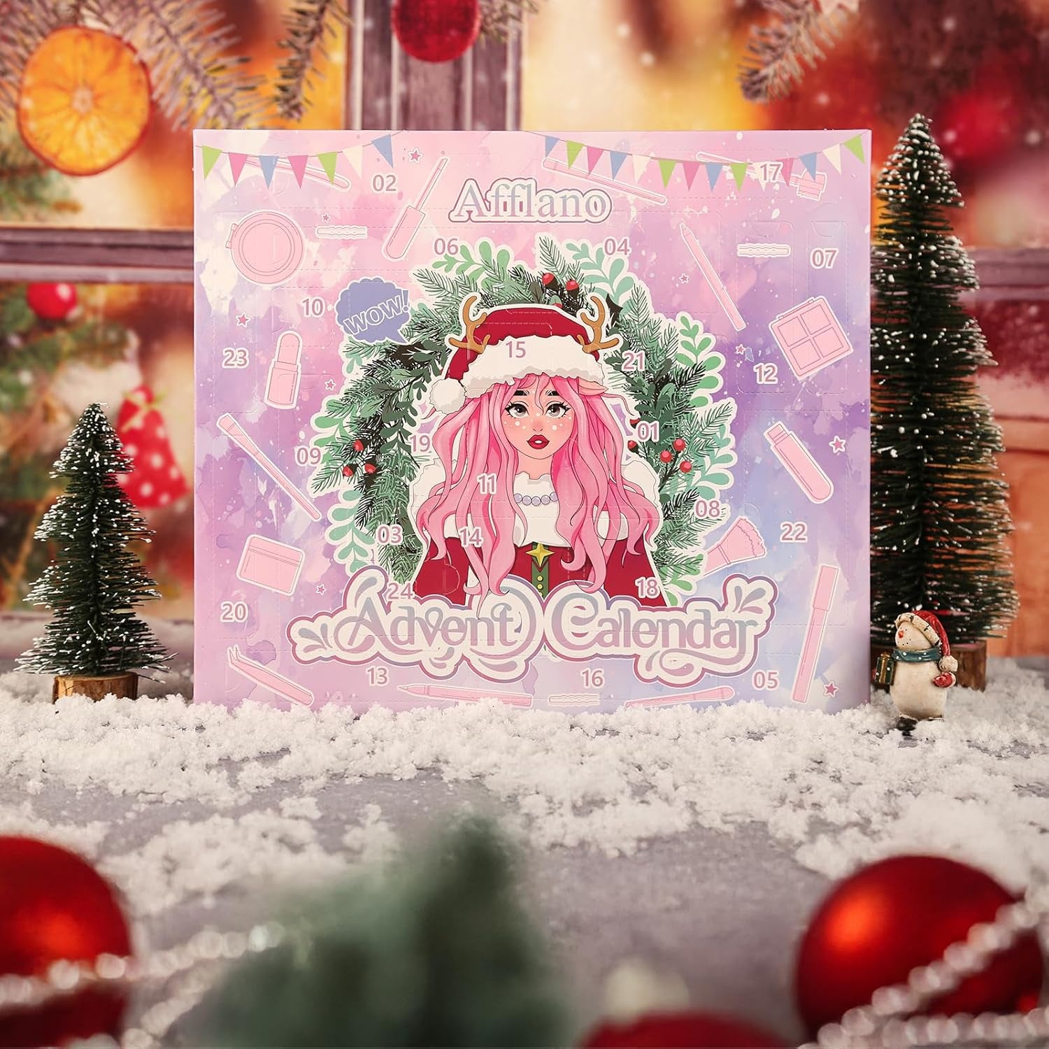 Calendrier De L'Avent Du Maquillage 2024 Pour Les Adolescentes, Set De Calendrier De L'Avent Du Maquillage De Noël Pour La Beauté, Calendrier De La Descente En Lice De Noël De 24 Jours.