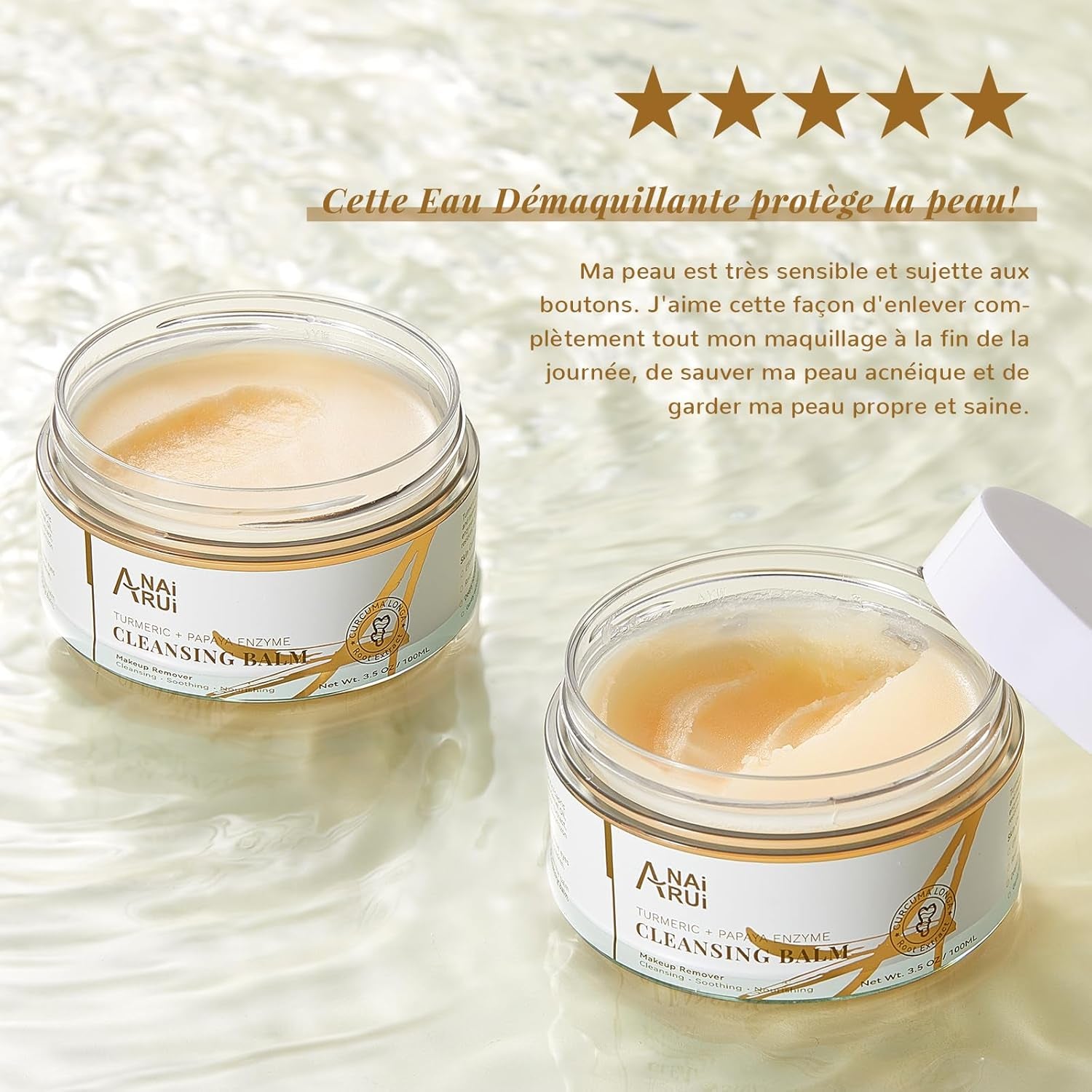 Baume De Nettoyage À La Papaye Au Curcuma, Démaquillant Au Curcuma Pour Le Nettoyage Du Visage, Exfoliant, Réduction Des Taches Brunes, Acné, Peau Lisse, Nettoyant Pour La Peau, 3,5 Oz