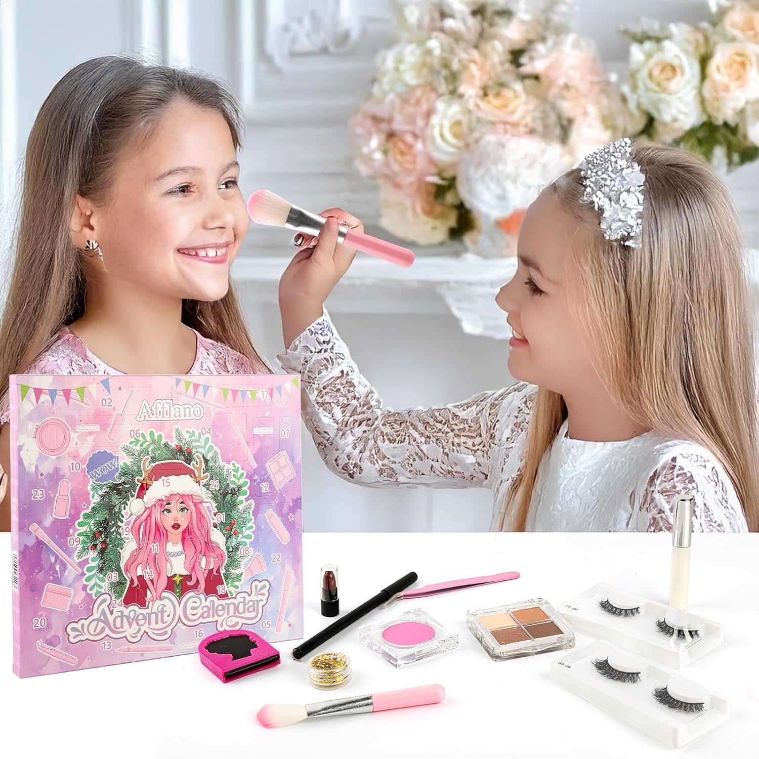 Calendrier De L'Avent Du Maquillage 2024 Pour Les Adolescentes, Set De Calendrier De L'Avent Du Maquillage De Noël Pour La Beauté, Calendrier De La Descente En Lice De Noël De 24 Jours.