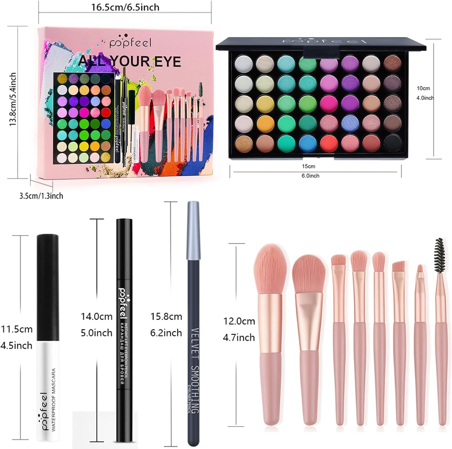 Kit De Maquillage, Ensemble-Cadeau De Maquillage Femme Ado Fille, Lot Maquillage Professionnel Avec Palette De Fards À Paupières Mascara Eyeliner Crayon À Sourcils Pinceau