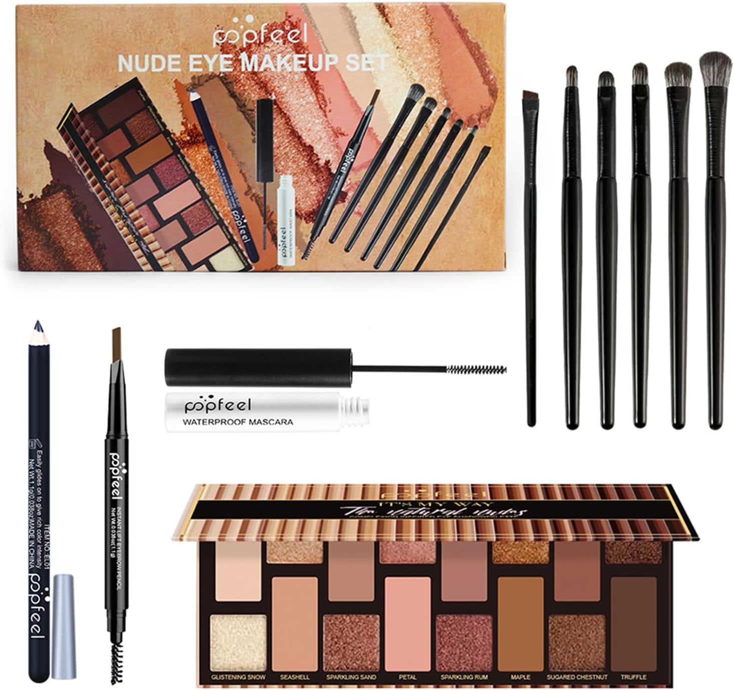 16 Couleurs Palette De Fards À Paupières Professionnel, Ensemble-Cadeau De Maquillage De Yeux Avec Mascara Crayon À Sourcils Eyeliner Pinceaux Cosmétiques, Set De Voyage Pour Femme Et Fille