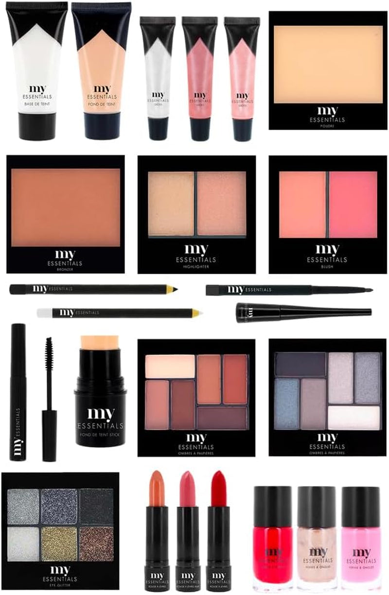 MY ESSENTIALS - Calendrier De L’Avent 2025 Beauté Femme - Coffret Cadeau 24 Produits 100% Maquillage Full Size - Teint, Yeux, Lèvres, Ongles - Christmas in the City