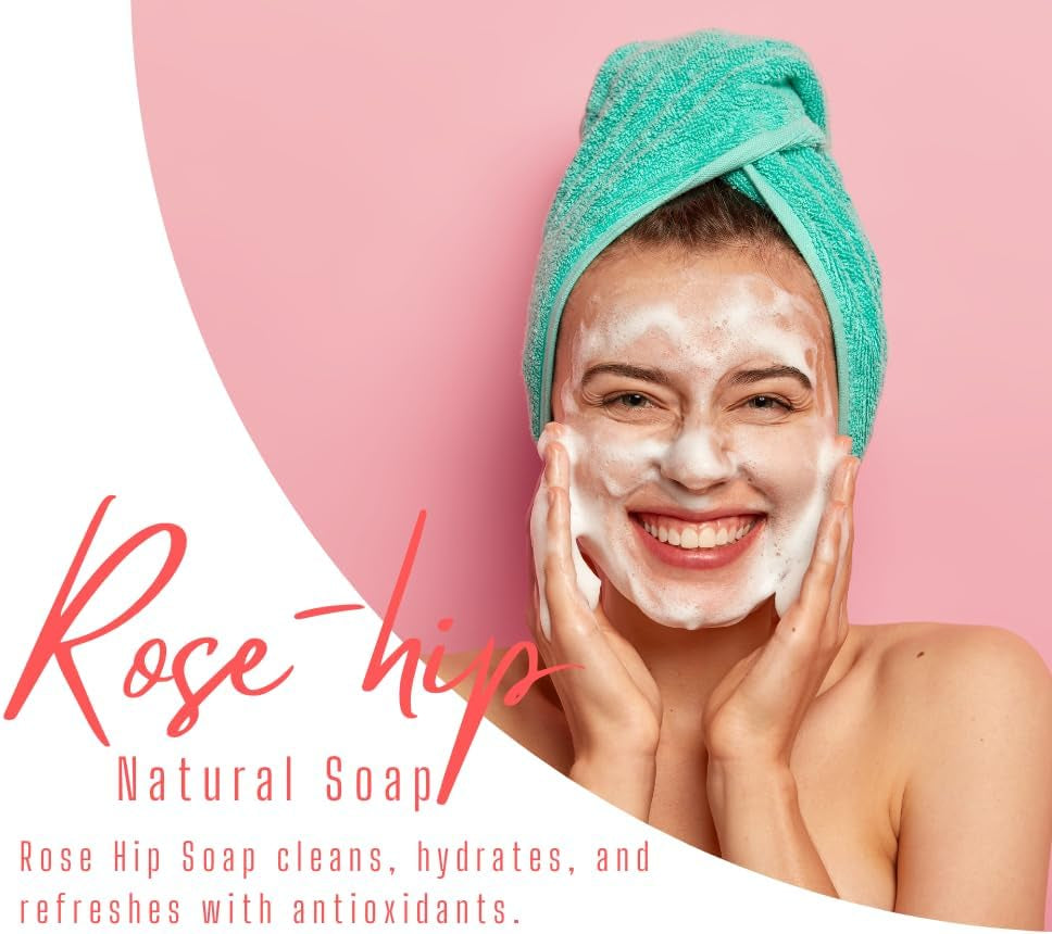 Nettoyant Pour Le Visage Rose Musquée 125G | Savon Naturel Artisanal Pour Le Visage Et Le Corps | Gommage Exfoliant Doux | Hydratation Et Soin Des Cicatrices | Peau Douce Et Éclatante