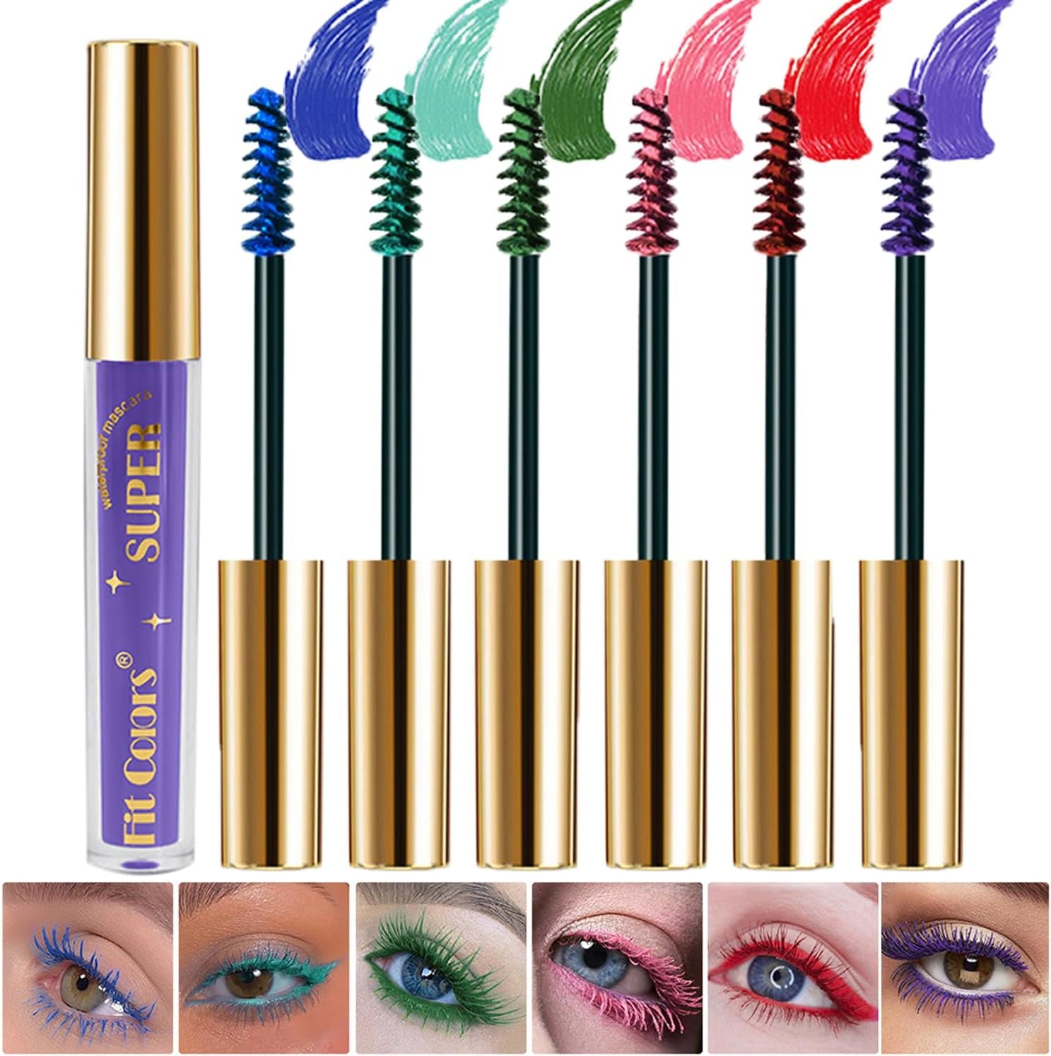 Mascara Coloré Pour Cils 6 Couleurs, Longue Tenue, Anti-Taches Et Imperméable, Recourbant Et Allongeant Pour Les Yeux