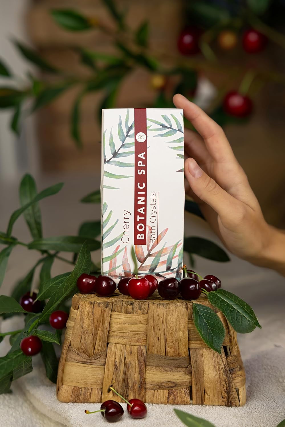 - Set De Bain Pour Femme CHERRY SPA Dans Un Panier - Set De Soins 4 Pièces Avec Gel Douche, Sel De Bain & Lotion Pour Le Corps - Cadeau Bien-Être Anniversaire Ou Saint-Valentin