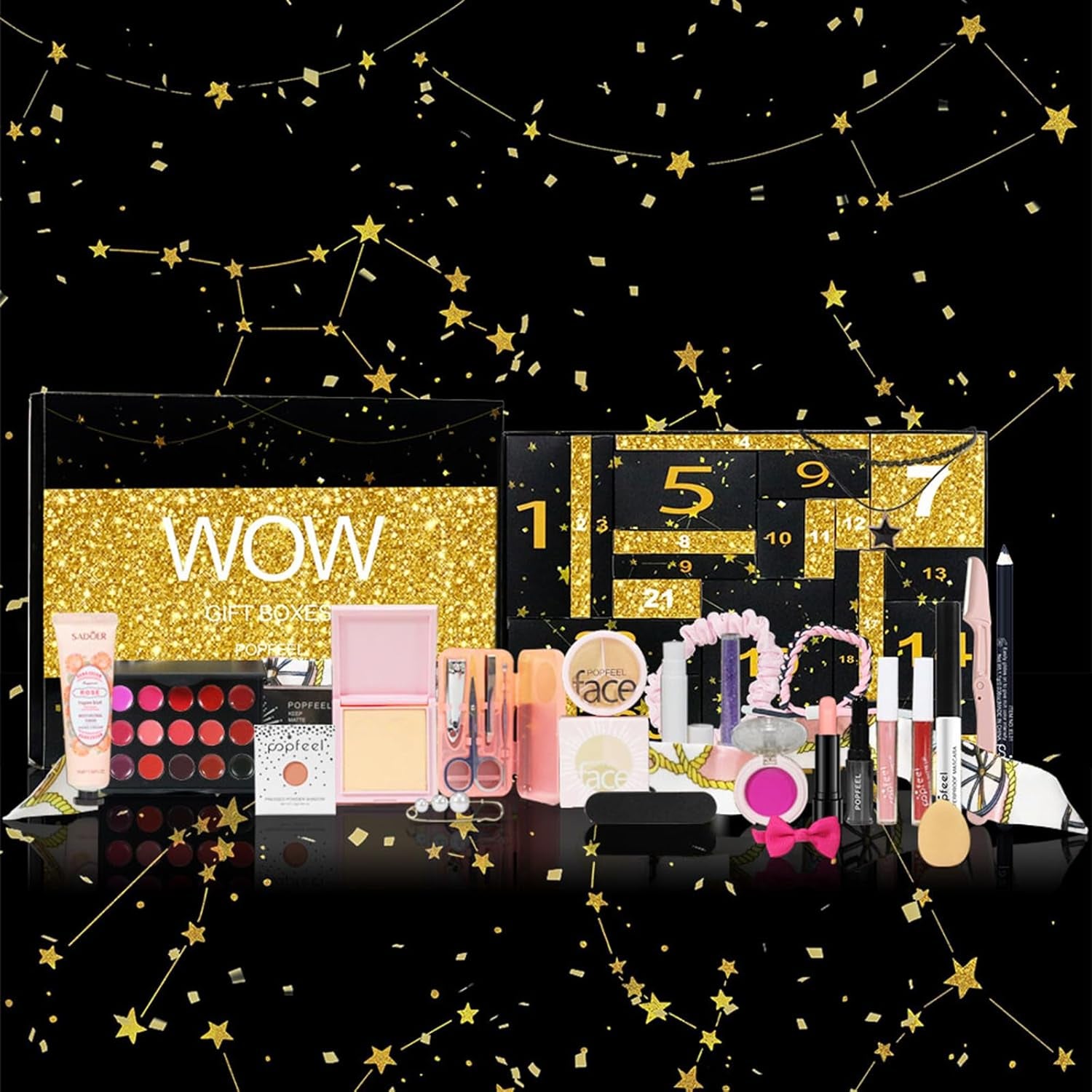 Calendrier De L'Avent 2025 Pour Femmes Et Filles, 24 Pcs Kit Maquillage Femme Professionnel, Calendrier Du Compte À Rebours,Cadeau De Noël Idéa#B