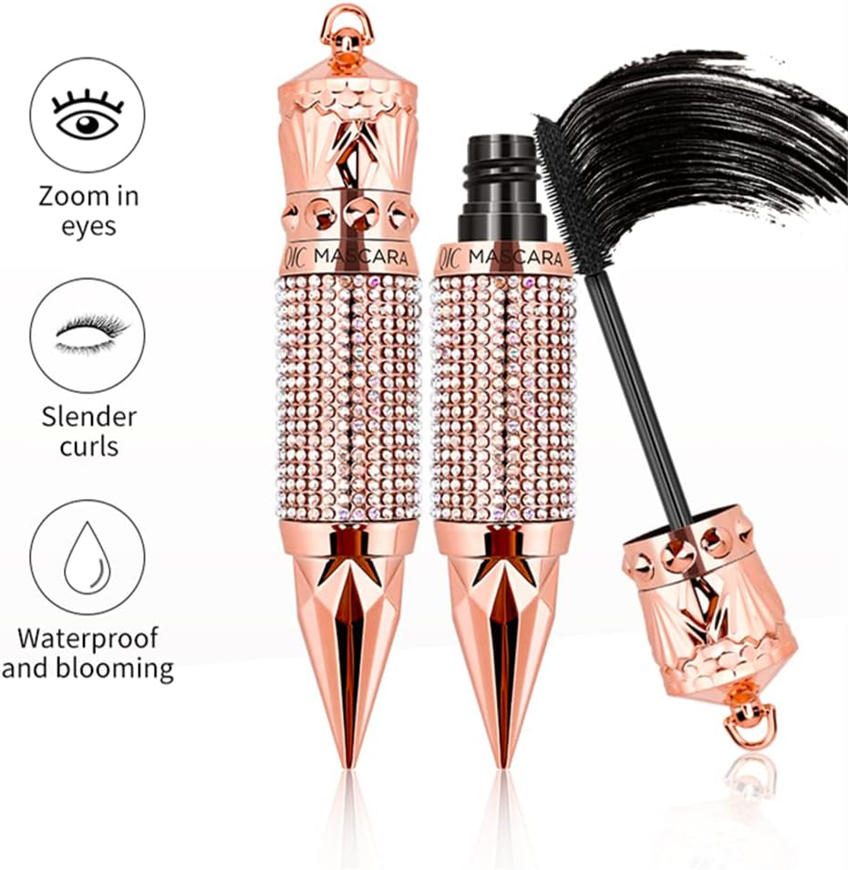 Mascara Imperméable Et Longue Durée - Volume Et Longueur 4D En Fibre De Soie - Maquillage Pour Les Yeux Diamant Étincelant