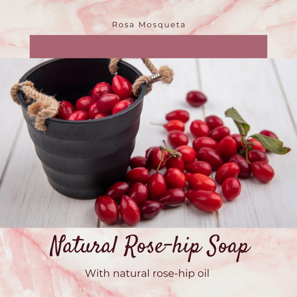 Nettoyant Pour Le Visage Rose Musquée 125G | Savon Naturel Artisanal Pour Le Visage Et Le Corps | Gommage Exfoliant Doux | Hydratation Et Soin Des Cicatrices | Peau Douce Et Éclatante