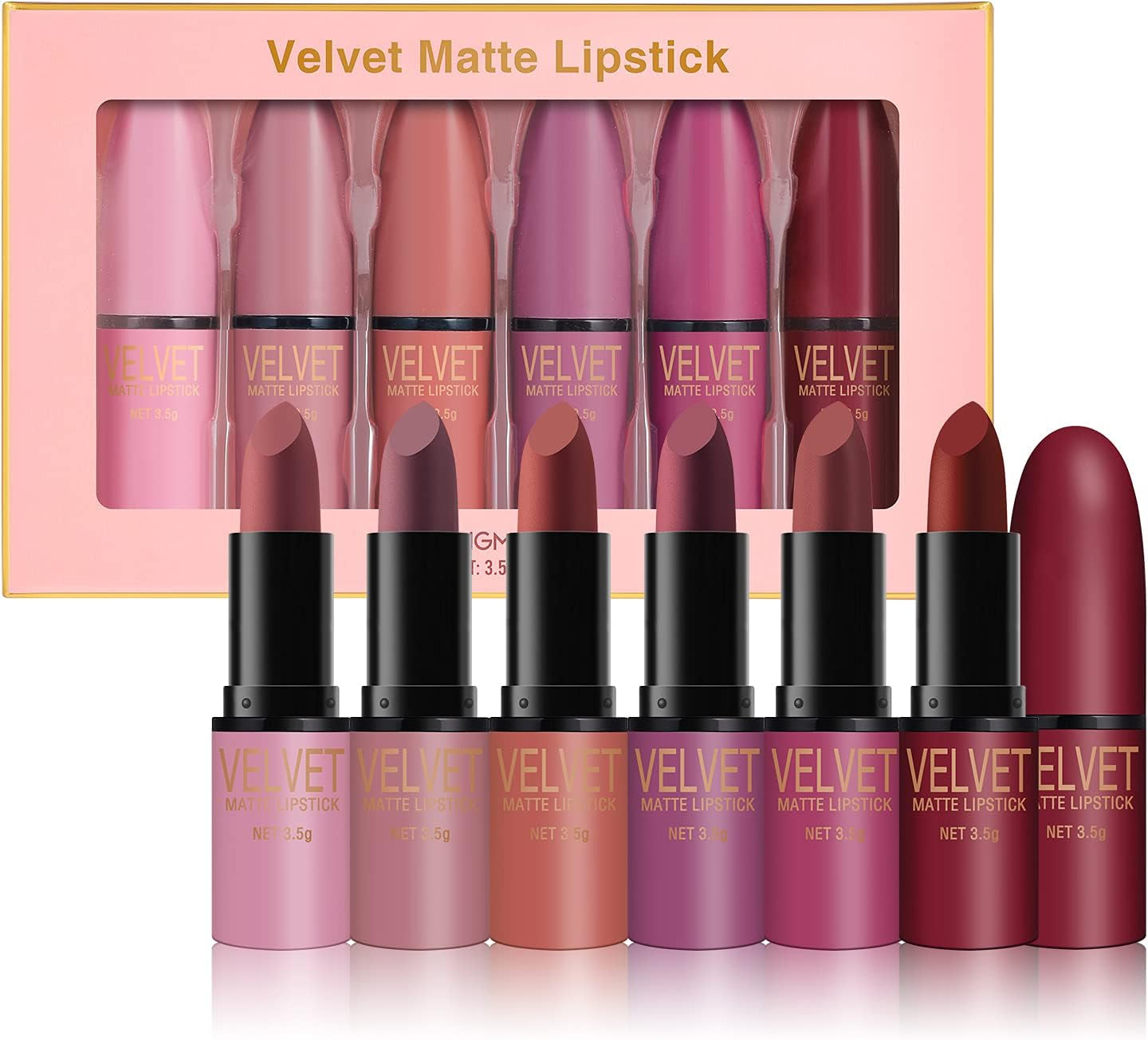 Lot De 6 Rouges À Lèvres Mats Durables Et Imperméables En Velours Avec Coffret Cadeau