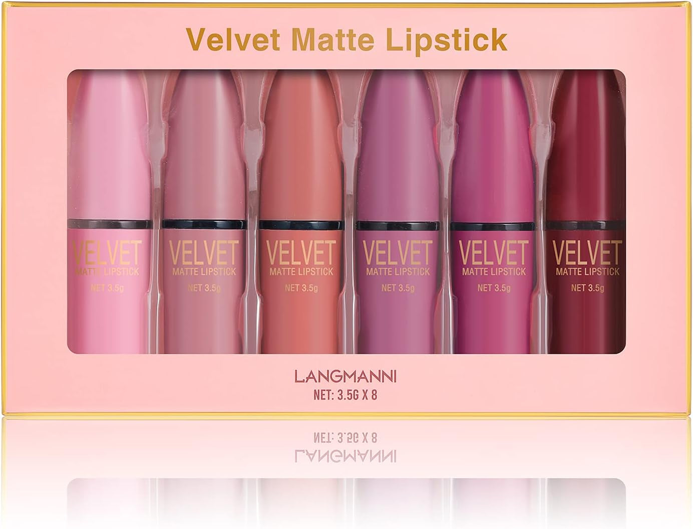 Lot De 6 Rouges À Lèvres Mats Durables Et Imperméables En Velours Avec Coffret Cadeau