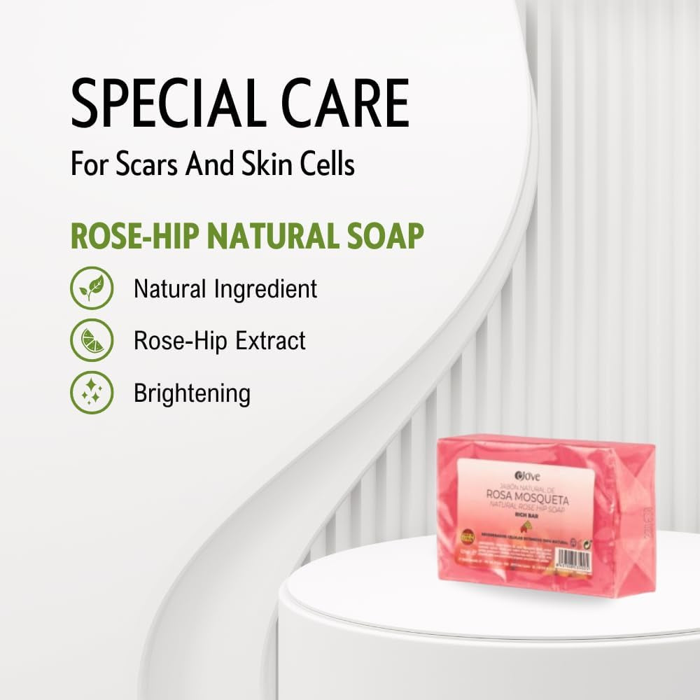 Nettoyant Pour Le Visage Rose Musquée 125G | Savon Naturel Artisanal Pour Le Visage Et Le Corps | Gommage Exfoliant Doux | Hydratation Et Soin Des Cicatrices | Peau Douce Et Éclatante