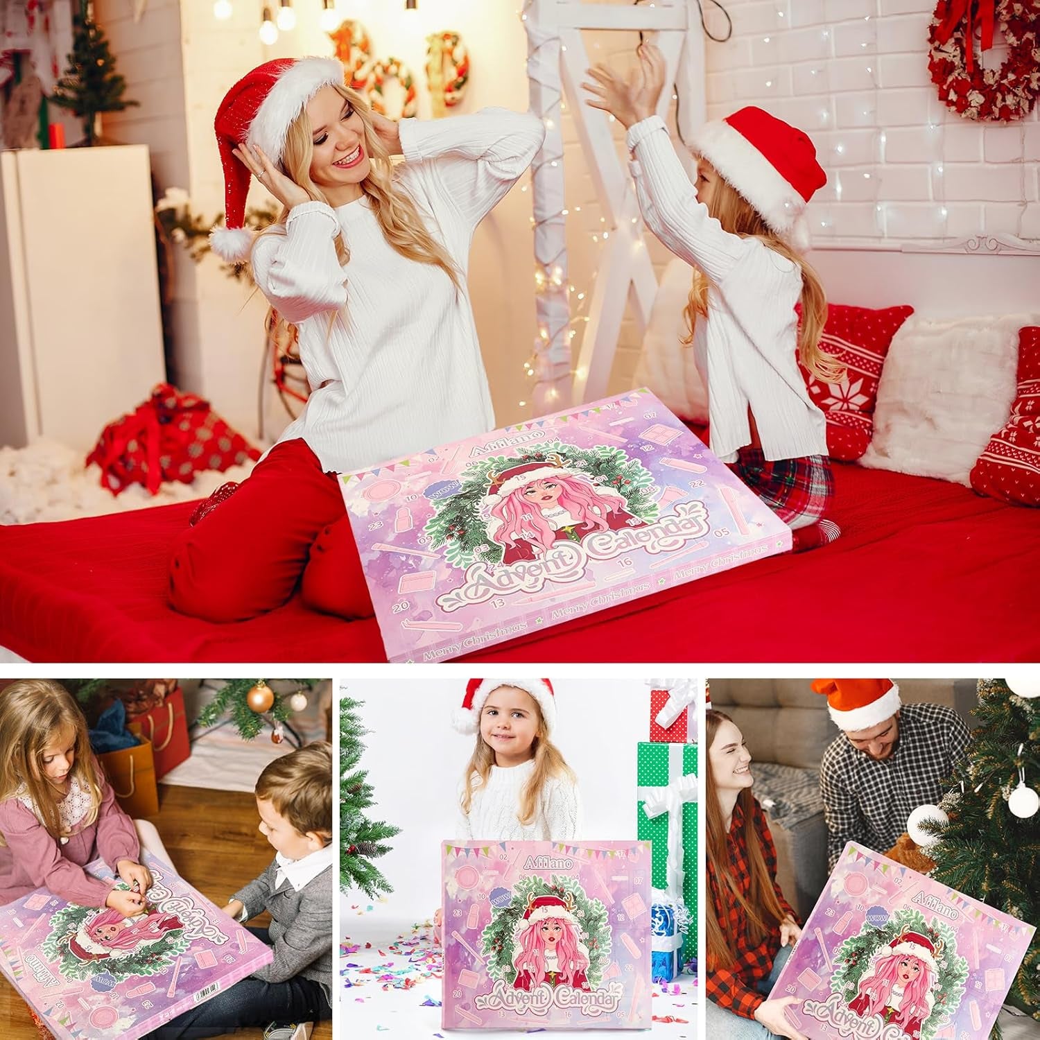 Calendrier De L'Avent Du Maquillage 2024 Pour Les Adolescentes, Set De Calendrier De L'Avent Du Maquillage De Noël Pour La Beauté, Calendrier De La Descente En Lice De Noël De 24 Jours.