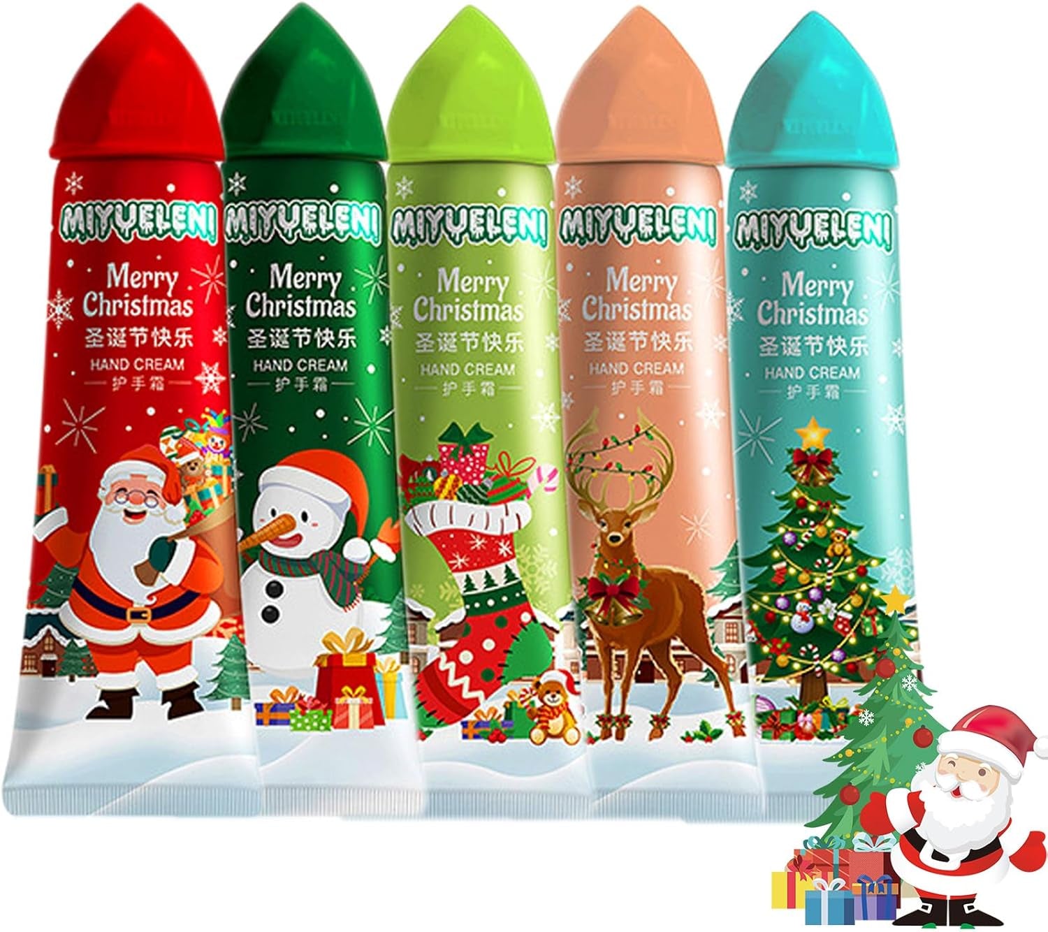 Crème Pour Les Mains Coffret,Creme Main Noel,Creme Main Femme,Crème Hydratante Pour Les Mains,Coffret Cadeau Et D'Anniversairepour Femme Noël,Pour Les Mains Sèches Et Gercées,5 Pièces