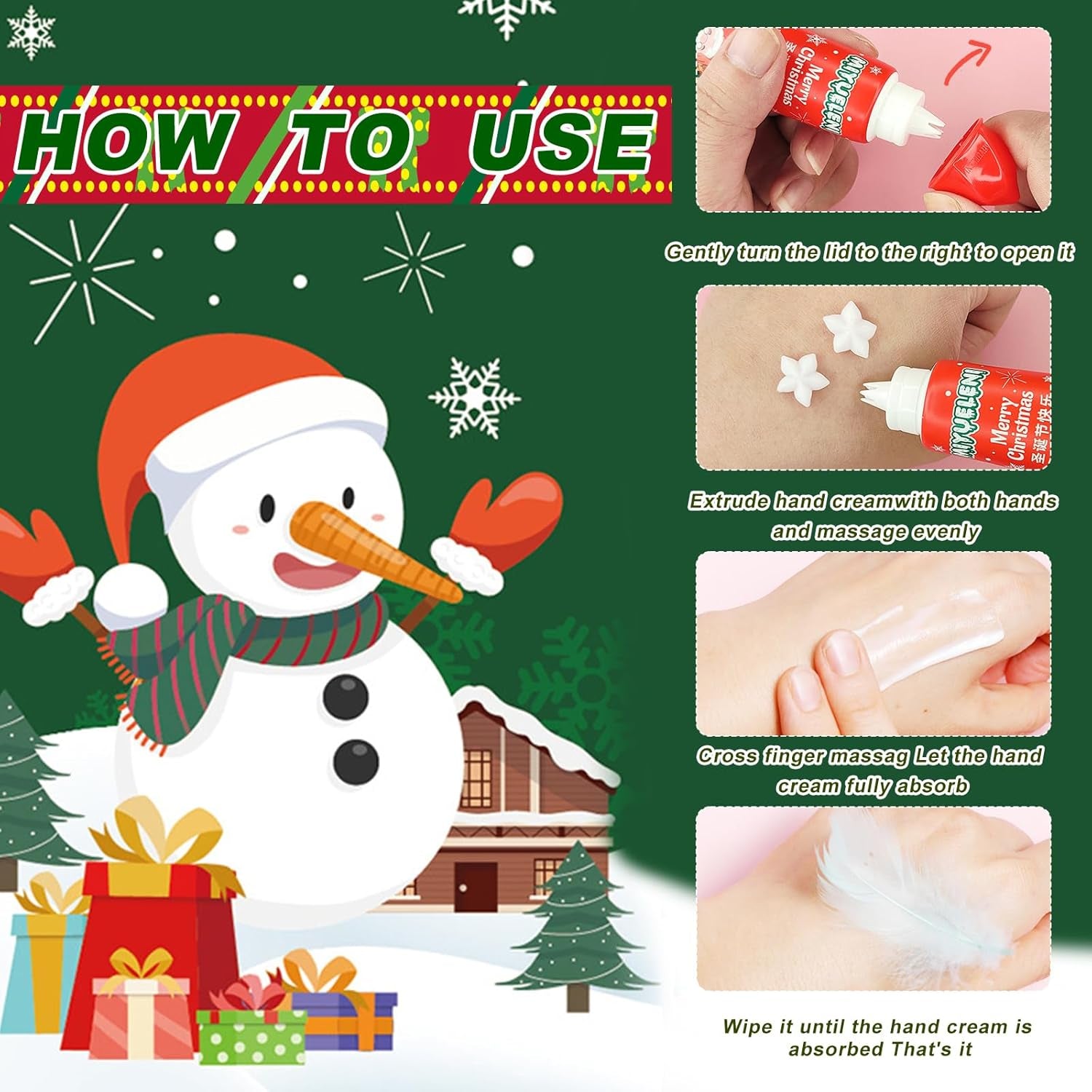 Crème Pour Les Mains Coffret,Creme Main Noel,Creme Main Femme,Crème Hydratante Pour Les Mains,Coffret Cadeau Et D'Anniversairepour Femme Noël,Pour Les Mains Sèches Et Gercées,5 Pièces