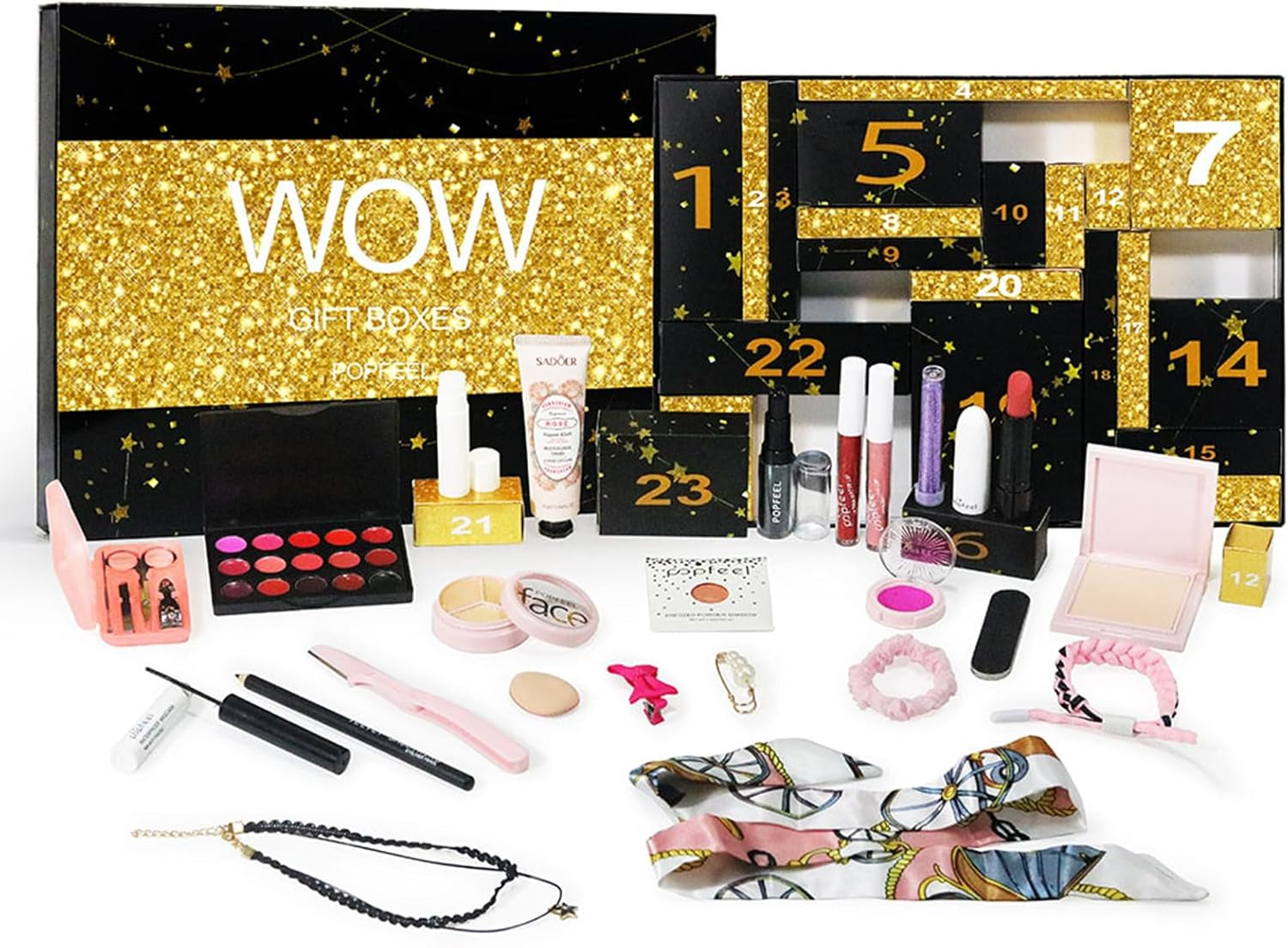 Calendrier De L'Avent 2025 Pour Femmes Et Filles, 24 Pcs Kit Maquillage Femme Professionnel, Calendrier Du Compte À Rebours,Cadeau De Noël Idéa#B