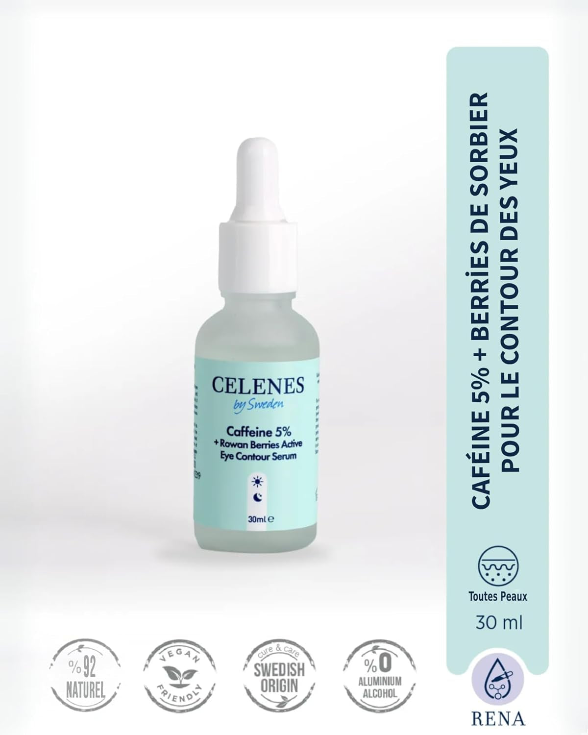 Serum Visage & Contour Des Yeux anti Rides - 5% Caféine+Sorbier, Antioxydant & anti Cerne Homme & Femme, Sans Alcool-Paraben, Serum Hydratant Visage & Soins Pour Le Visage, 30Ml