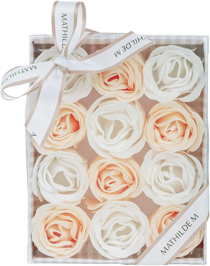 Coffret De 12 Roses En Feuilles De Savon - Rose