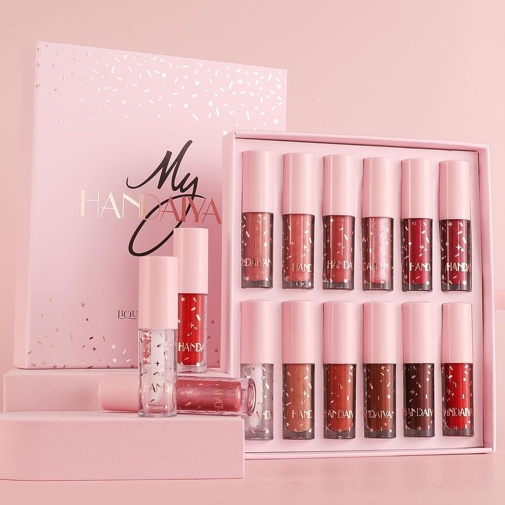 12 Couleur Set Rouge À Lèvres Liquide, Mat Hydratant Scintillant Longue Durée Antiadhésif Brillant À Lèvres, Maquillage Pour Les Lèvres Des Femmes Rouges À Lèvres