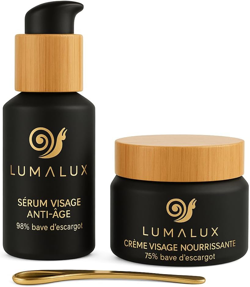 COMBOPACK Soins Pour Le Visage - Serum Acide Hyaluronique 98% De Bave D’Escargot 50Ml Et Crème Bave D'Escargot BIO À 75% 50Ml - Acide Hyaluronique, Aloe Vera, Vitamine E