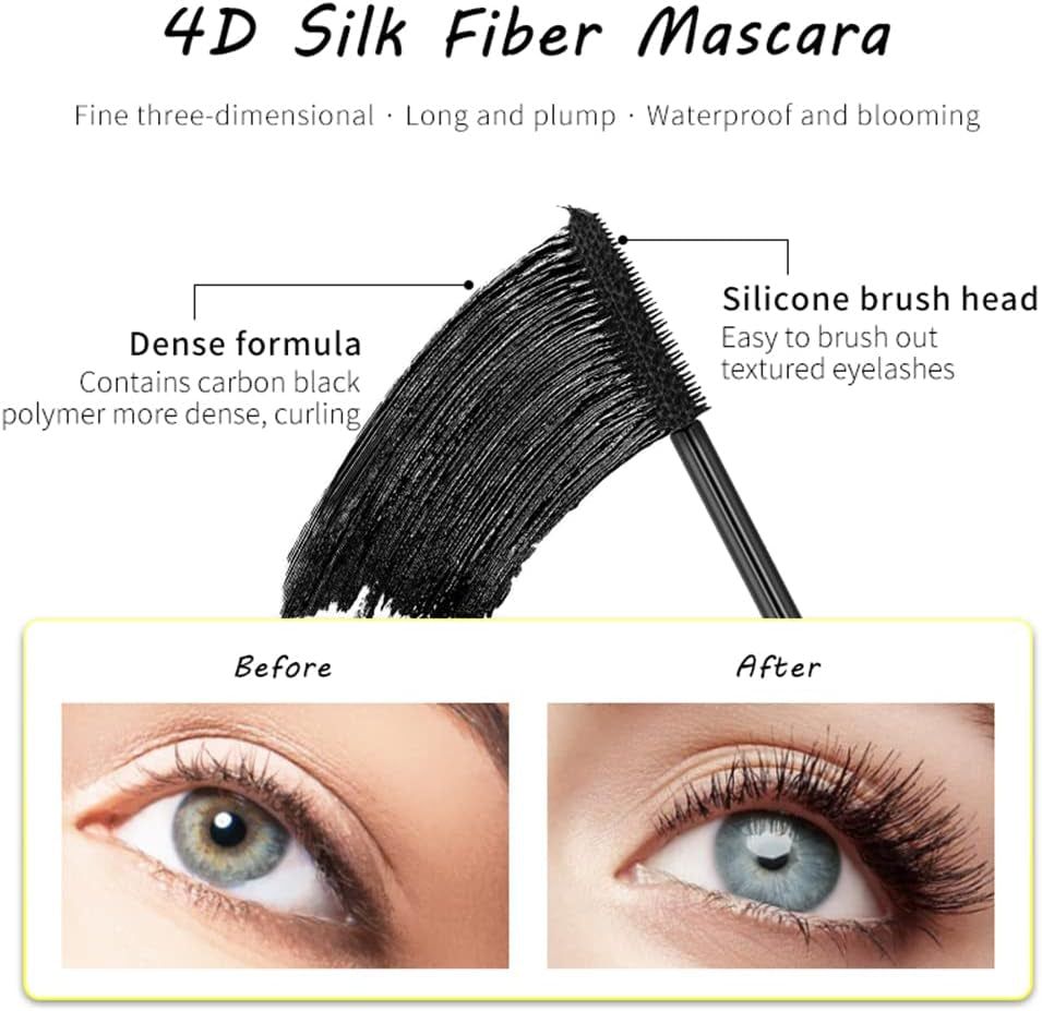Mascara Imperméable Et Longue Durée - Volume Et Longueur 4D En Fibre De Soie - Maquillage Pour Les Yeux Diamant Étincelant