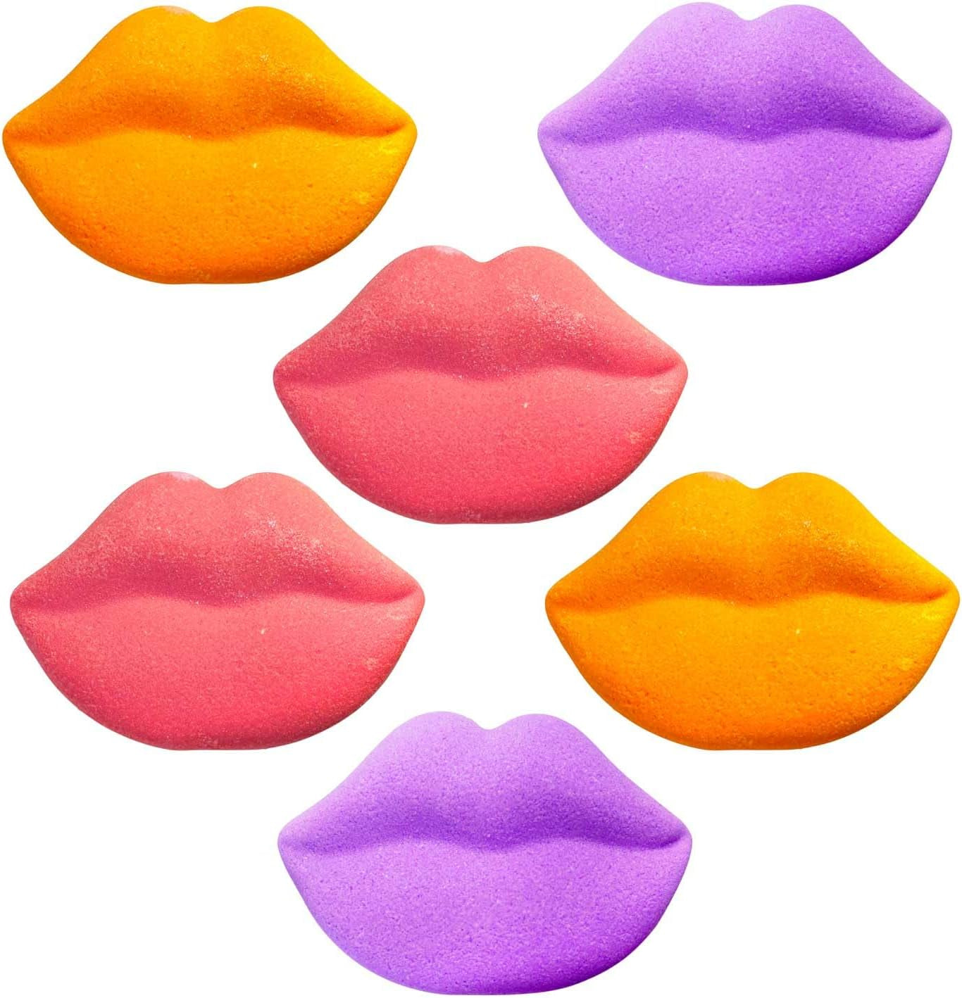 Kisses - Bombe De Bain Parfumées En Forme De Lèvres, Boule De Bain Pour Le Soin De La Peau Et La Détente Avec Beurre De Cacao Et Arôme, 40G