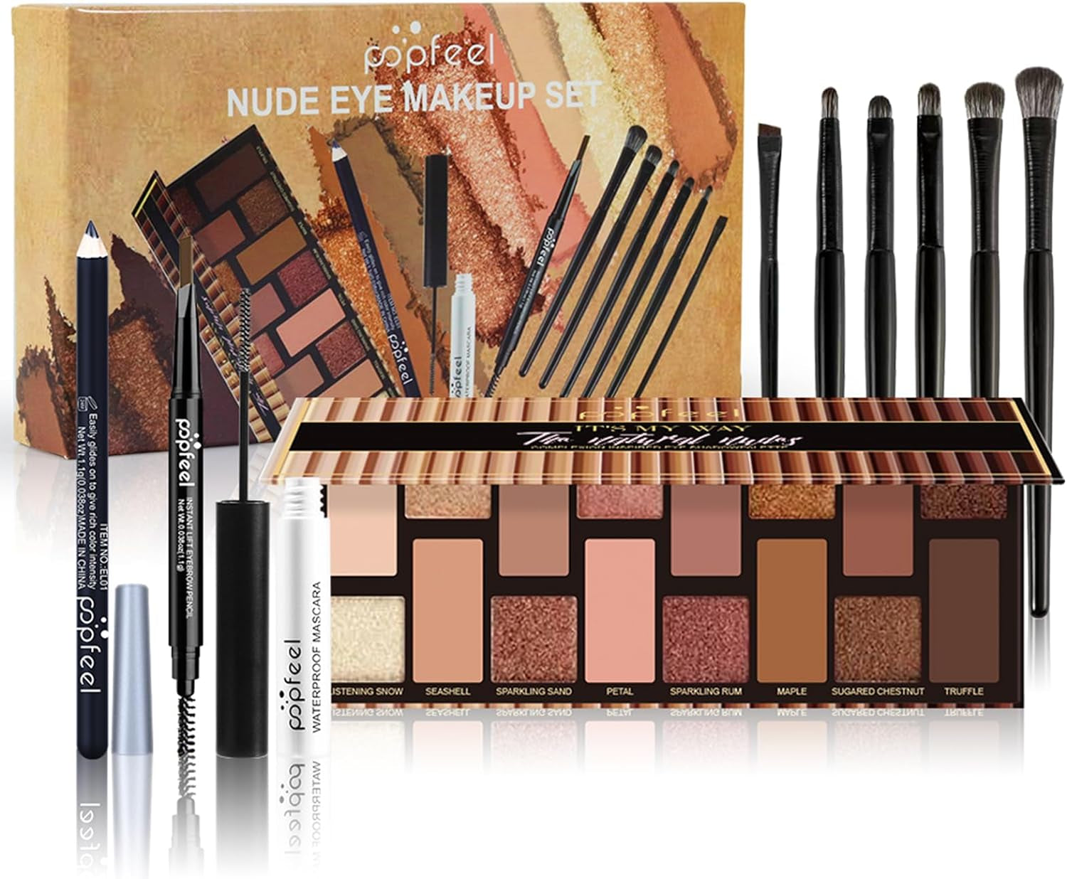 16 Couleurs Palette De Fards À Paupières Professionnel, Ensemble-Cadeau De Maquillage De Yeux Avec Mascara Crayon À Sourcils Eyeliner Pinceaux Cosmétiques, Set De Voyage Pour Femme Et Fille