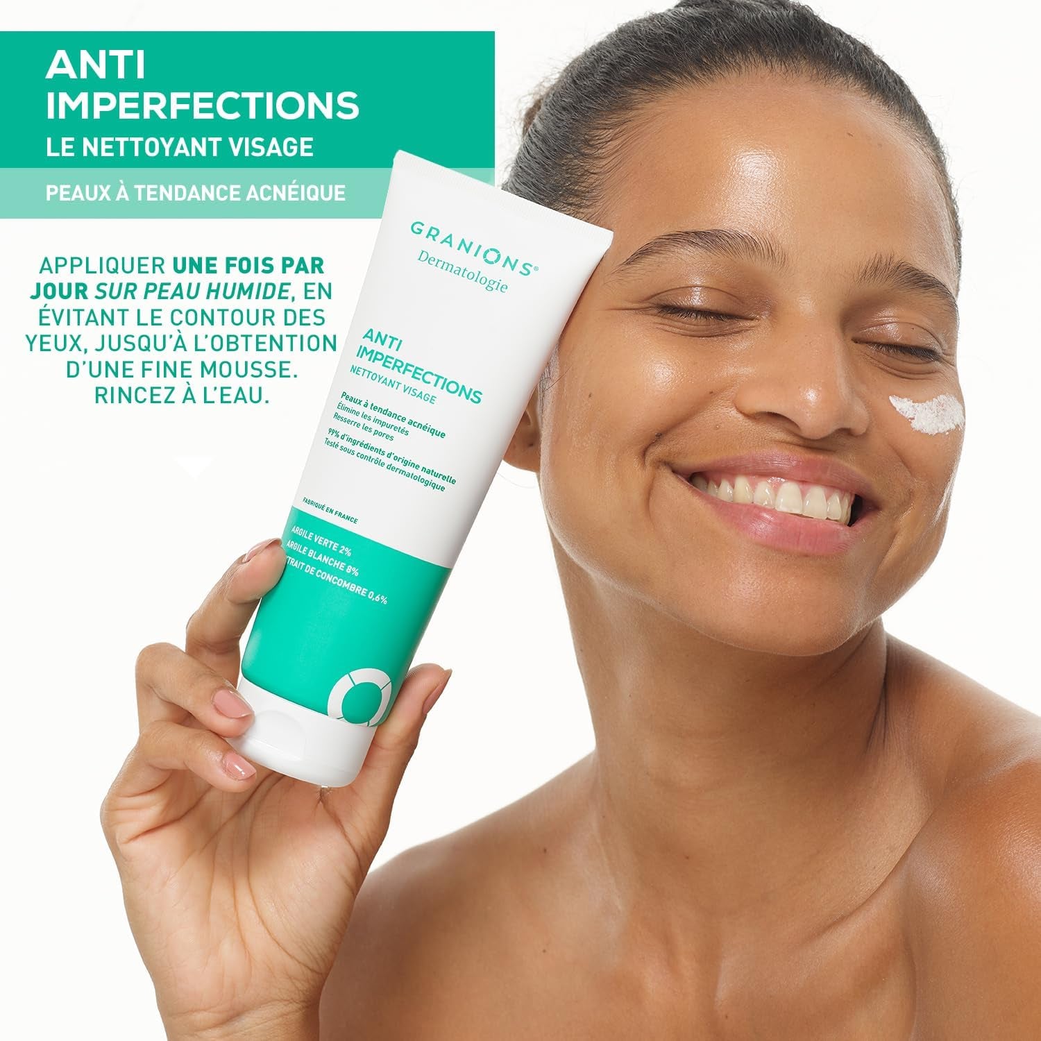 Nettoyant Visage anti Imperfections - Nettoie, Hydrate & Purifie | Elimine Les Impuretés & L’Excès De Sébum - Argile Verte, Argile Blanche, Vitamine C - Pour L'Acne - Résultats Prouvés - 150G