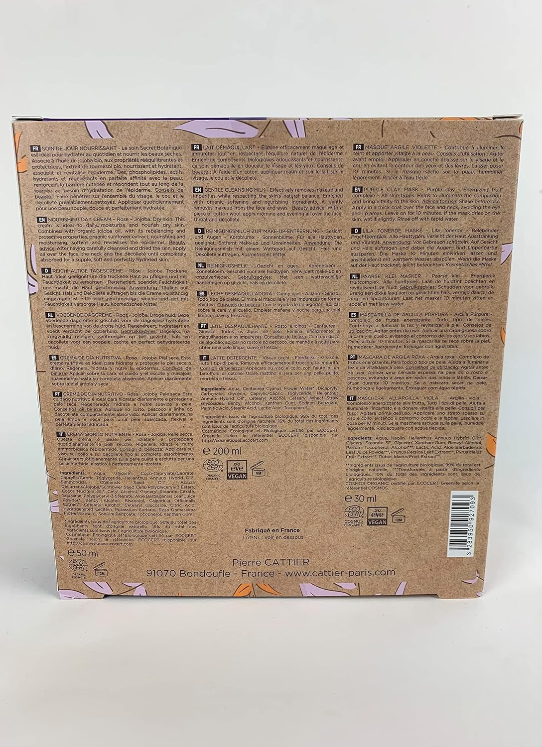 - Coffret Beauté Visage - Soin De Jour + Lait Démaquillant + Masque À L'Argile Violette, 280.0 Gramme