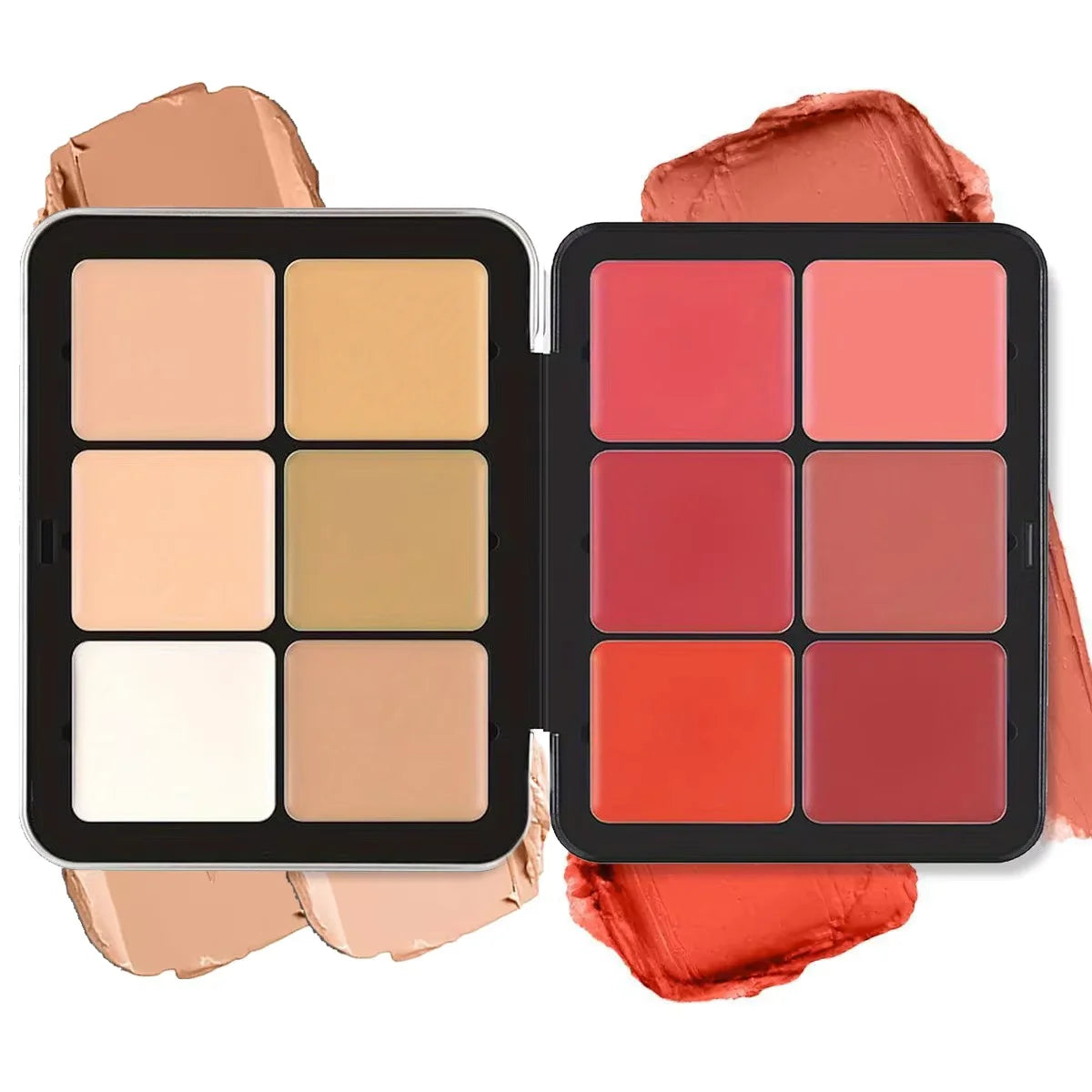 Palette de maquillage tout-en-un comprenant un correcteur, un blush, un highlighter et un contouring mats