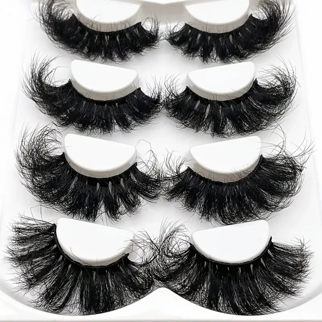 Lot de 4 Paires de Faux Cils - Style Fluffy Désordonnés - Extensions de Cils