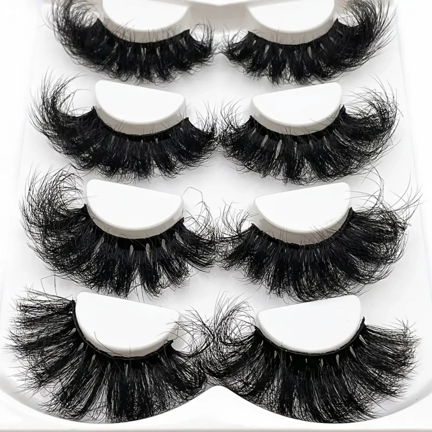 Lot de 4 Paires de Faux Cils - Style Fluffy Désordonnés - Extensions de Cils