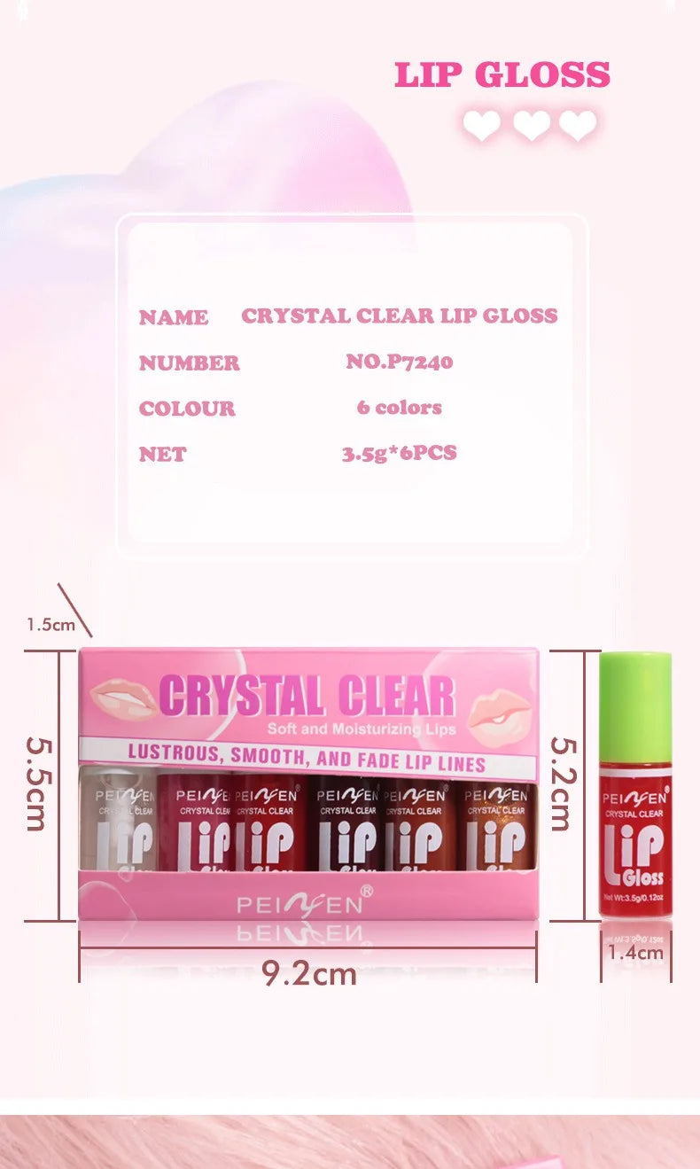 Coffret de 6 Gloss Hydratants Transparents - Huile à Lèvres Cosmétique