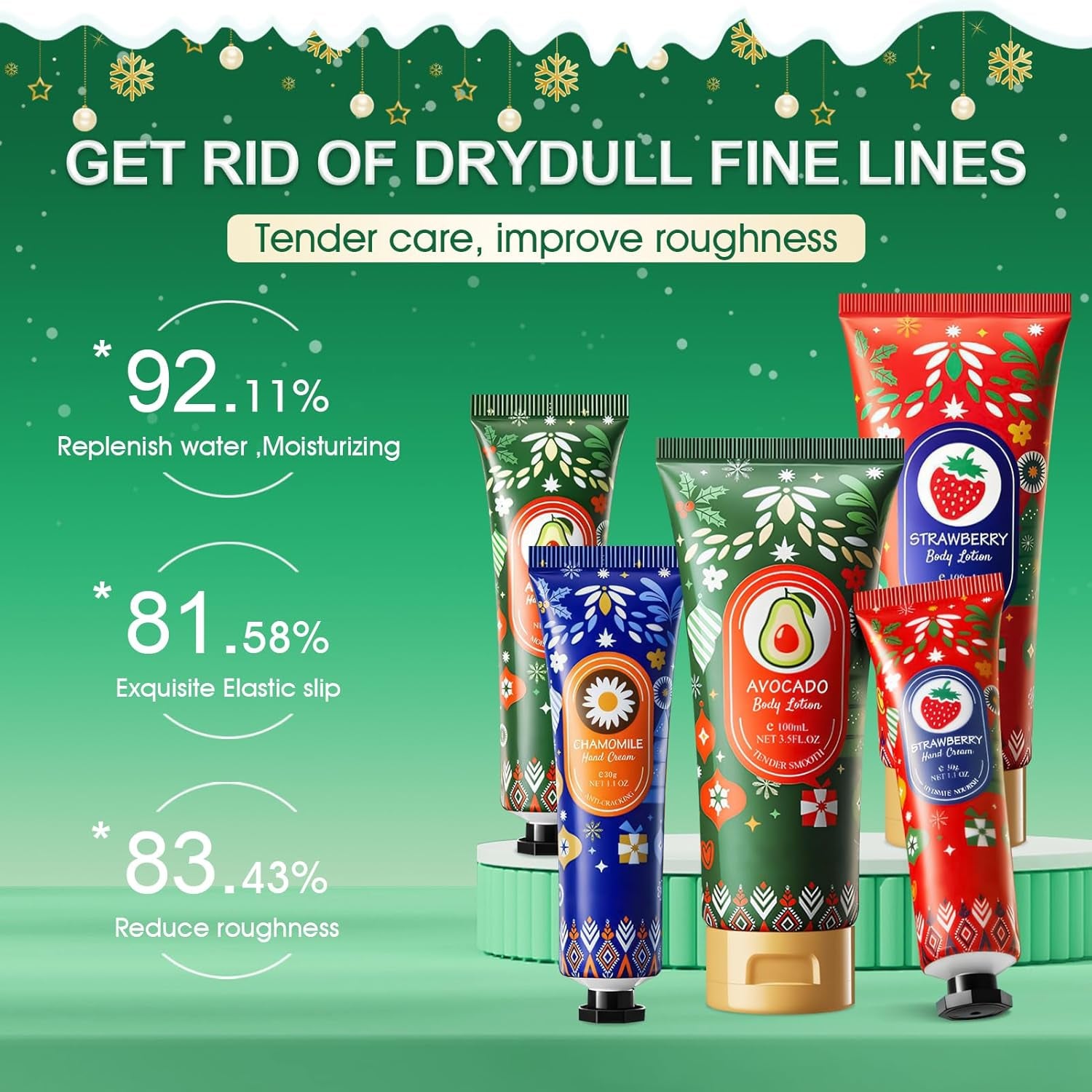 Creme Main Noel, 3 Pièces Creme Main Coffret, 2 Pièces Lotion Pour Le Corps, Fruité Cadeaux Noel Femme Pour Noël Fête D'Anniversaire Vacances, Hydratez Votre Peau