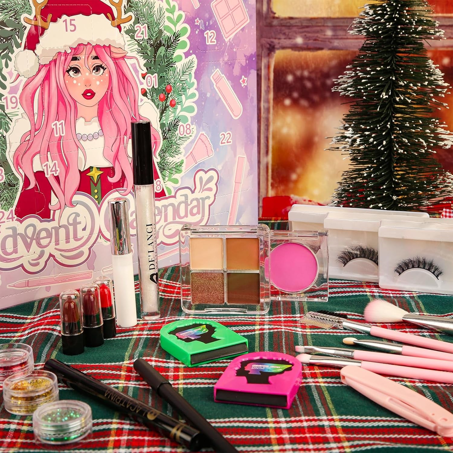 Calendrier De L'Avent Du Maquillage 2024 Pour Les Adolescentes, Set De Calendrier De L'Avent Du Maquillage De Noël Pour La Beauté, Calendrier De La Descente En Lice De Noël De 24 Jours.