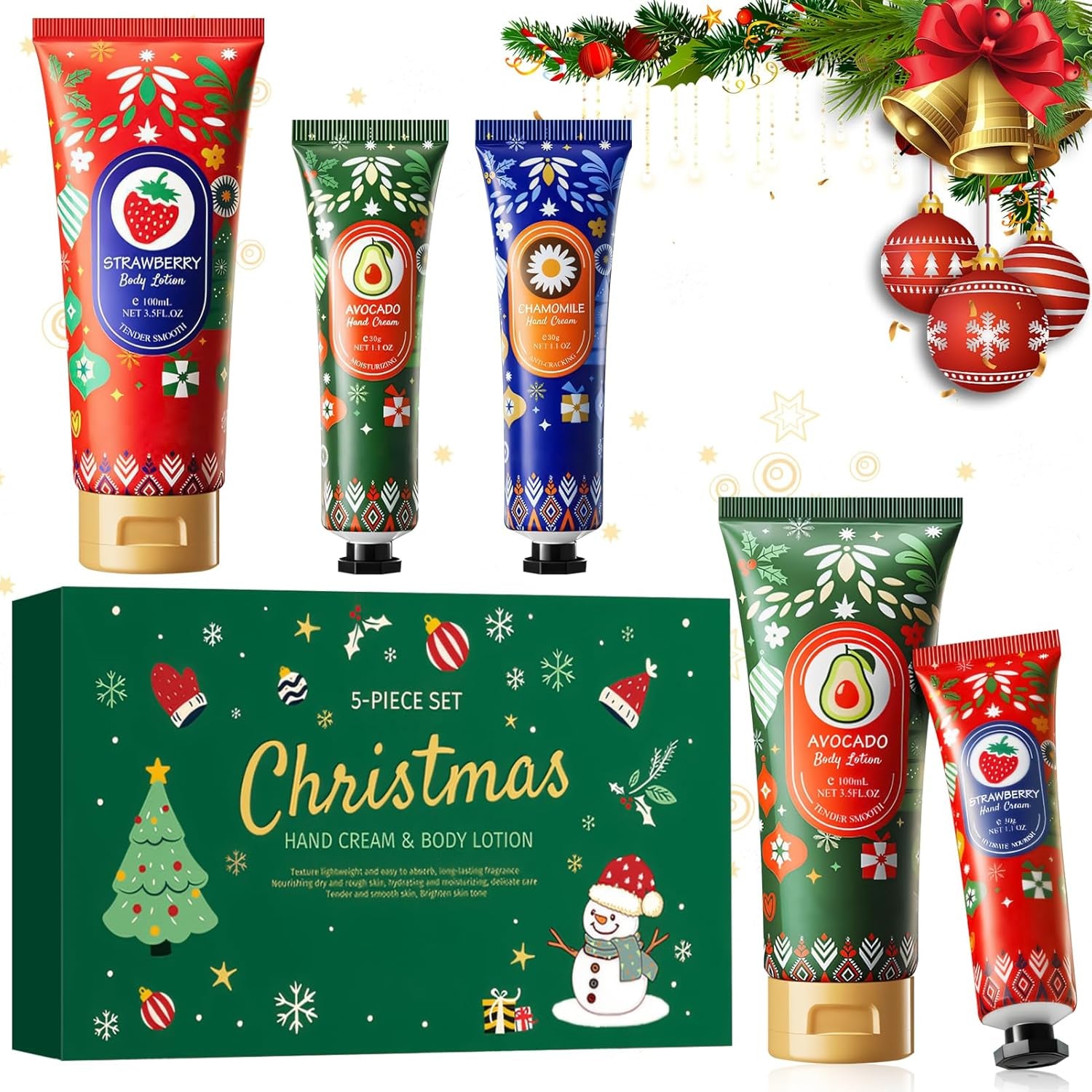 Creme Main Noel, 3 Pièces Creme Main Coffret, 2 Pièces Lotion Pour Le Corps, Fruité Cadeaux Noel Femme Pour Noël Fête D'Anniversaire Vacances, Hydratez Votre Peau