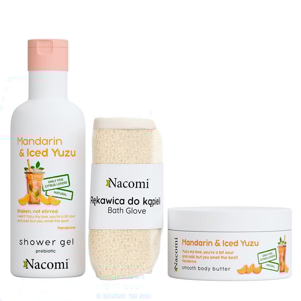 Coffret Soins Corps Mandarine Yuzu - Gel Douche, Beurre et Gant