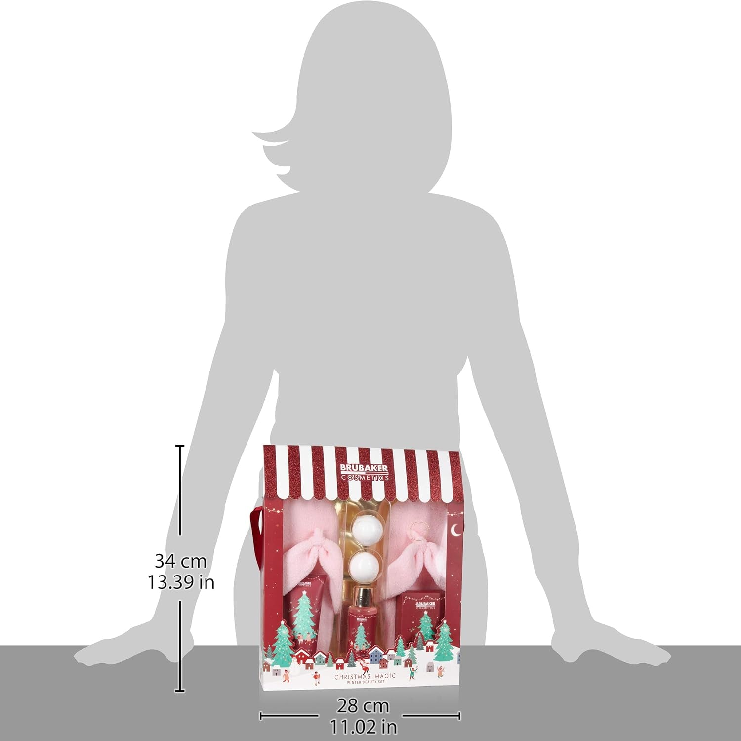 Cosmetics - Coffret De Bain & Douche - Baies D'Hiver/Joyeux Noël - 6 Pièces - Pantoufles Roses En Peluche Incl. - Idée Cadeau Femme