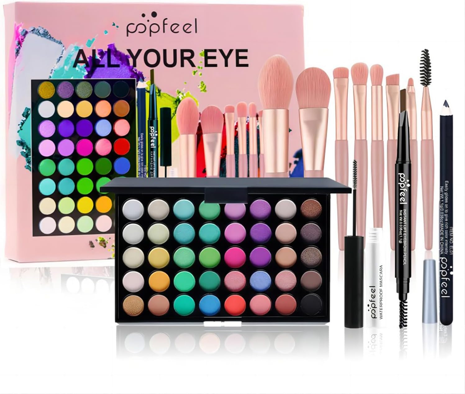 Kit De Maquillage, Ensemble-Cadeau De Maquillage Femme Ado Fille, Lot Maquillage Professionnel Avec Palette De Fards À Paupières Mascara Eyeliner Crayon À Sourcils Pinceau