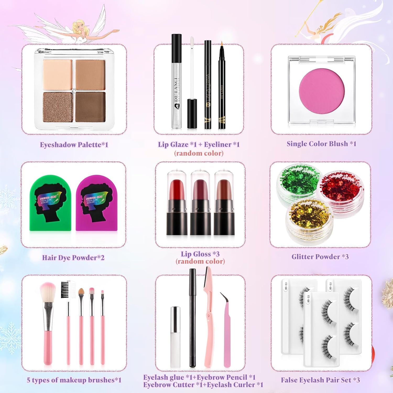 Calendrier De L'Avent Du Maquillage 2024 Pour Les Adolescentes, Set De Calendrier De L'Avent Du Maquillage De Noël Pour La Beauté, Calendrier De La Descente En Lice De Noël De 24 Jours.