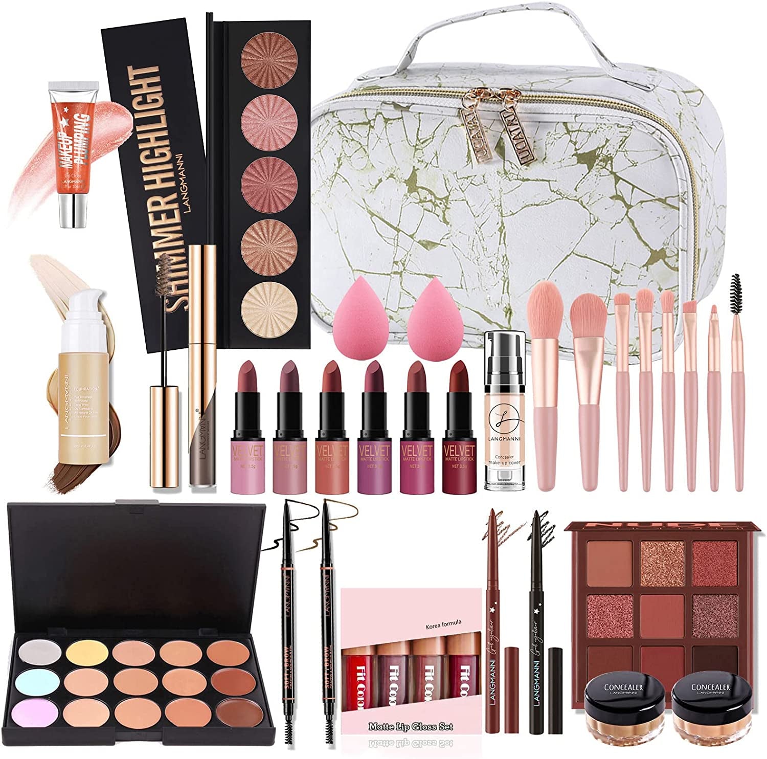 Coffret Maquillage Femme, Malette Maquillage, Kit De Maquillage Tout-En-Un, Mallettes Et Coffrets De Maquillage Trousse De Complète Cosmétique Pour Les Femmes Filles Idée Cadeau De Noël