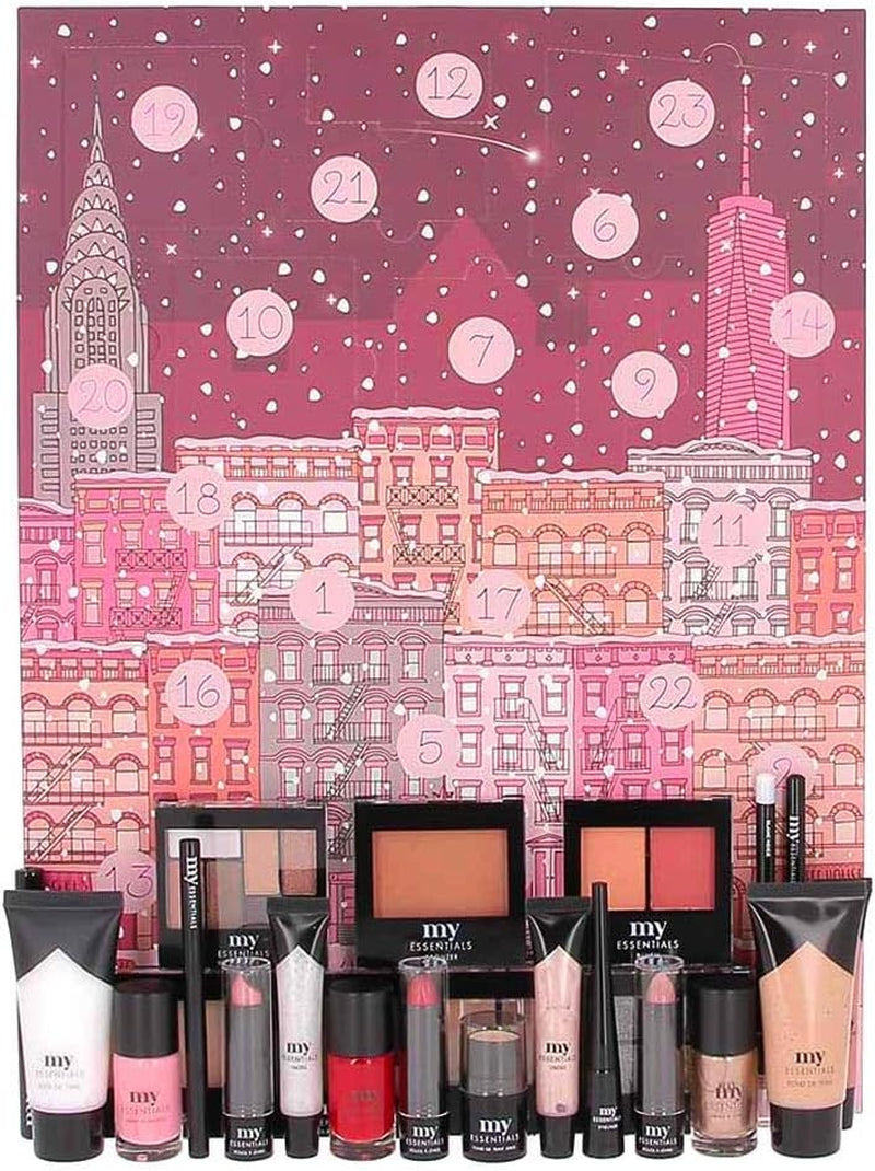 MY ESSENTIALS - Calendrier De L’Avent 2025 Beauté Femme - Coffret Cadeau 24 Produits 100% Maquillage Full Size - Teint, Yeux, Lèvres, Ongles - Christmas in the City
