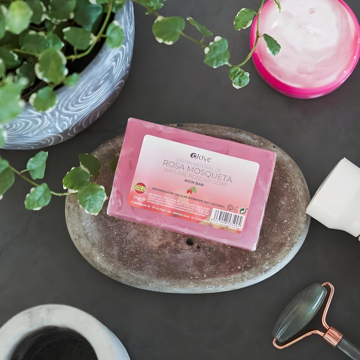 Nettoyant Pour Le Visage Rose Musquée 125G | Savon Naturel Artisanal Pour Le Visage Et Le Corps | Gommage Exfoliant Doux | Hydratation Et Soin Des Cicatrices | Peau Douce Et Éclatante