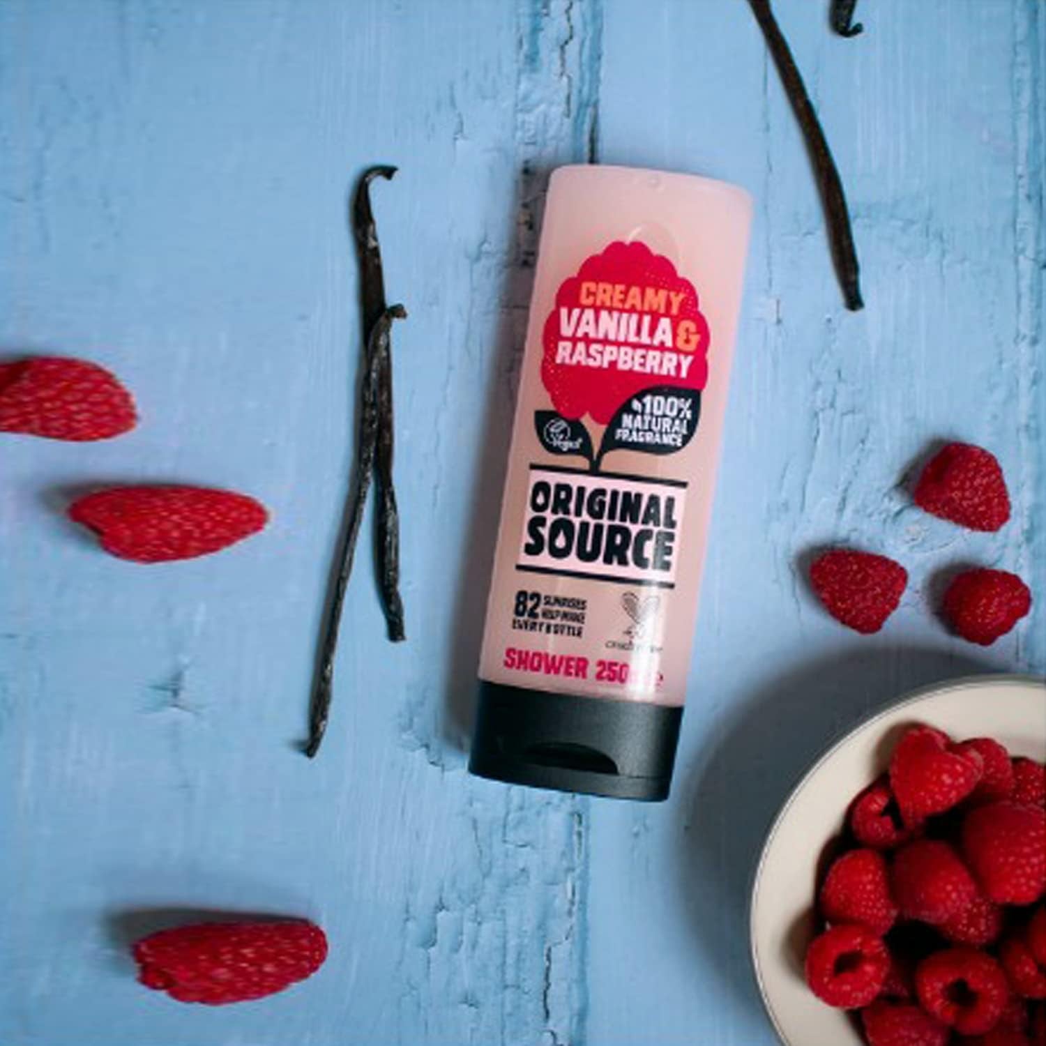 Lot De 4 Gels Douche 250 Ml Rhubarbe Douce Et Framboise, Vanille Crémeuse Et Framboise, Menthe Et Arbre À Thé, Citron Et Arbre À Thé, Gel Douche Pour Le Corps, Combo