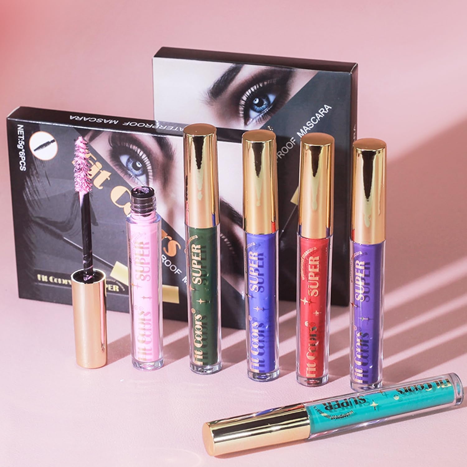 Mascara Coloré Pour Cils 6 Couleurs, Longue Tenue, Anti-Taches Et Imperméable, Recourbant Et Allongeant Pour Les Yeux